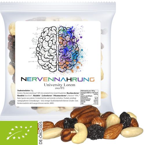 Bio Studentenfutter, ca. 30g, Express Maxi-Tüte mit Etikett