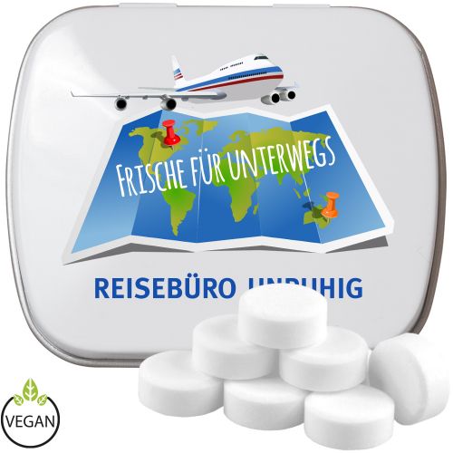 Pfefferminz Drops zuckerfrei, ca. 20g, Mintdose weiss