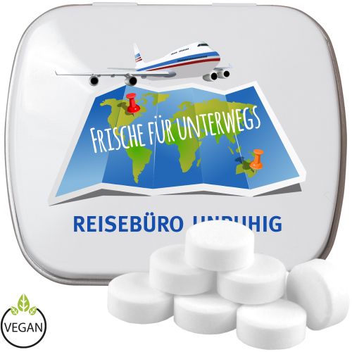 Pfefferminz Drops zuckerfrei (vegan), ca. 20g, Mintdose weiss