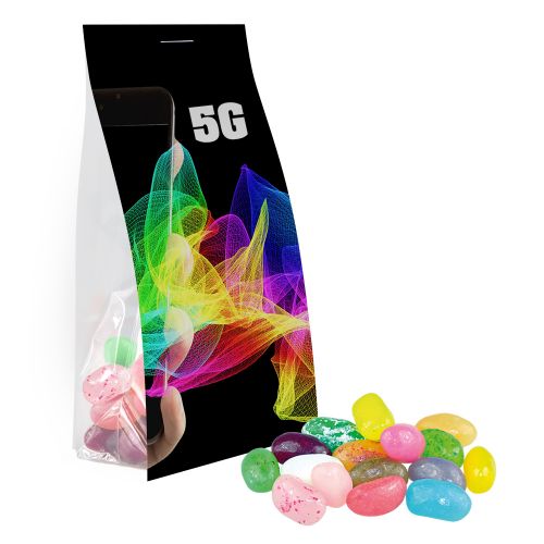 Jelly Beans süss-Mix, ca. 40g, Express Blockbodenbeutel mit Werbereiter