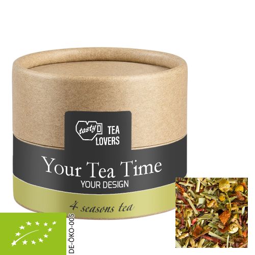 Bio Kräutertee Vierjahreszeiten, ca. 9g, Kraftpapierdose Mini
