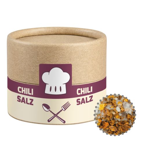 Gewürzmischung Chili-Salz, ca. 30g, Kraftpapierdose Mini