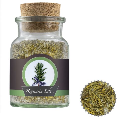 Gewürzmischung Rosmarin-Salz, ca. 90g, Korkenglas