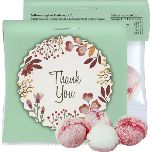 Erdbeer-Joghurt Bonbons (vegan), ca. 17g, Express Midi-Tüte mit Werbereiter