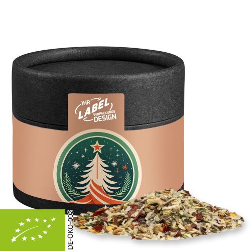Bio Weihnachts Gewürzmischung Braten, ca. 30g, Kraftpapierdose Mini schwarz