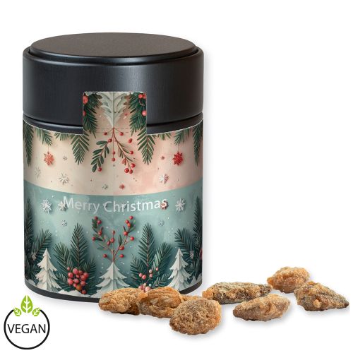 Feuergebrannte Mandeln ohne Zuckerzusatz (vegan), ca. 100g, Metalldose Midi schwarz