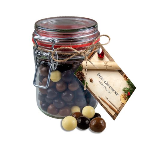 Knusperkugeln-Mix, ca. 140g, Bonbonglas Maxi mit Werbekarte